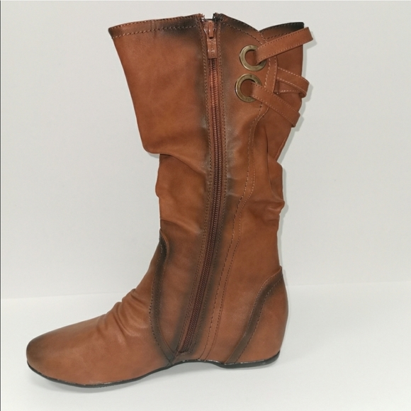 Rustic Boho Camel Strappy Ankle Boots - Picture 3 of 4